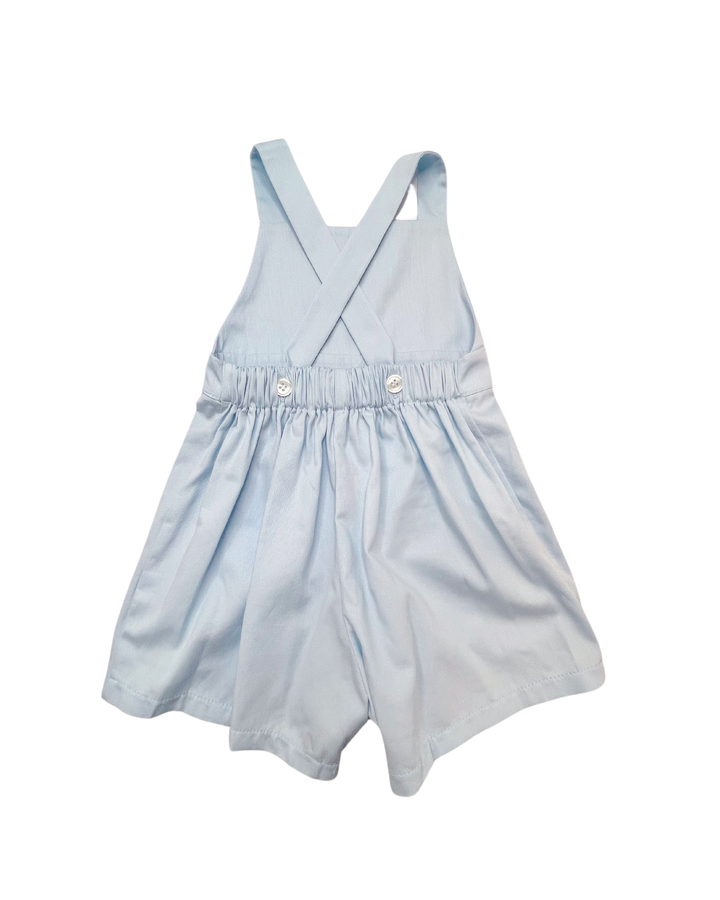 Benjamin Cross Back Romper - Blue Pique