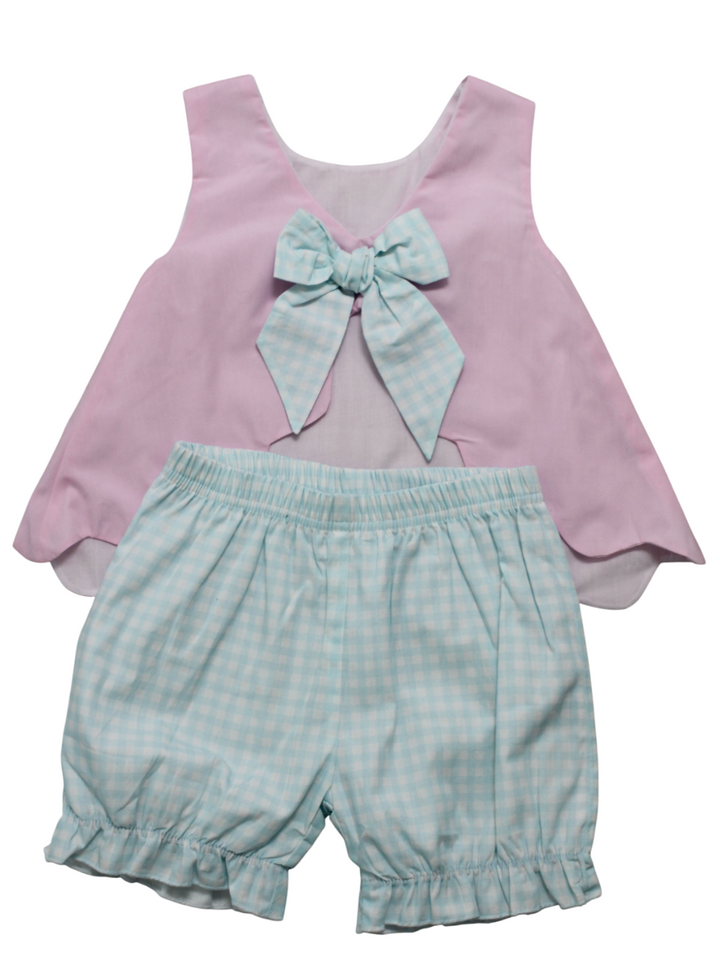 Hampton Pink with Light Blue Gingham Short Set