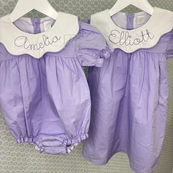 Hampton Scalloped Purple Ruffle Dress