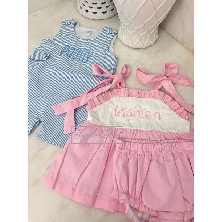 Hampton Pink Tie Top Diaper Set