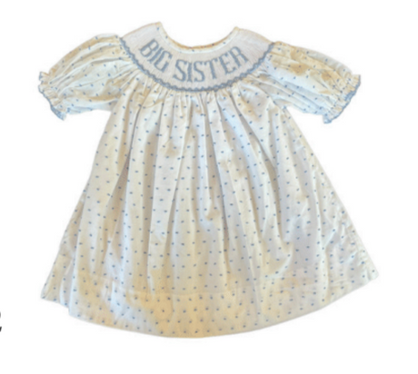 Big Sister Dress - Blue Swiss Dot