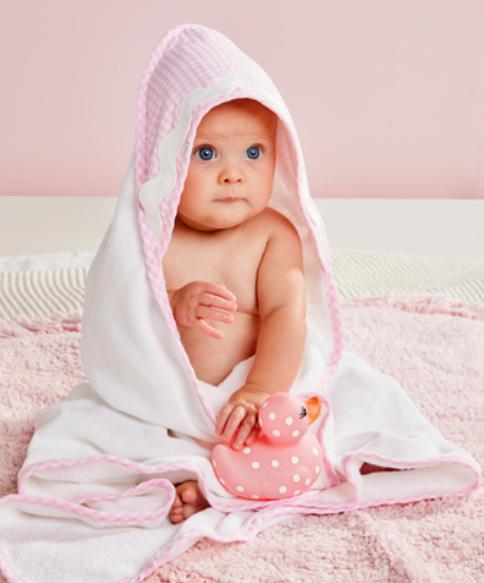 Mudpie - PINK GINGHAM HOODED TOWEL