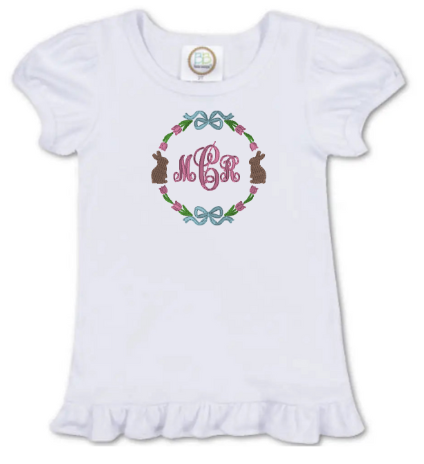 Girls Easter Long Sleeve or Short Sleeve Ruffle T-Shirt