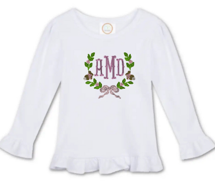 Girls Easter Long Sleeve or Short Sleeve Ruffle T-Shirt