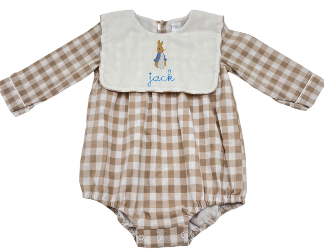 Hampton James Long Sleeve Khaki Gingham Bib Bubble