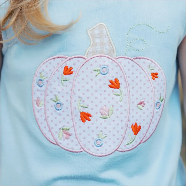 Autumn Pumpkin Applique Ruffle Short Set Jellybean 24