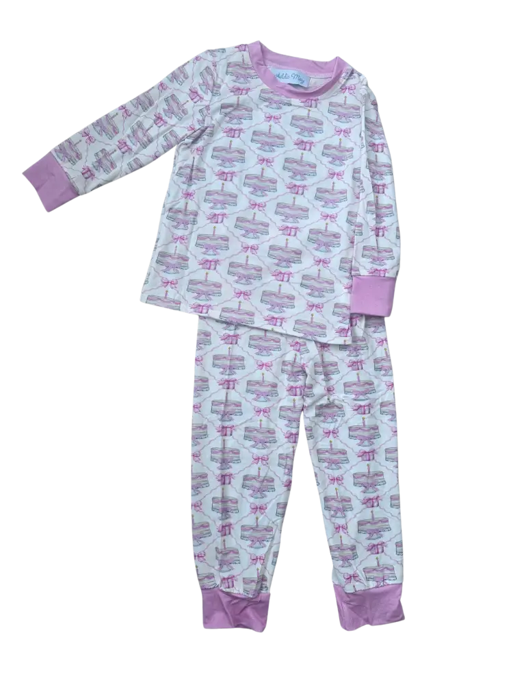 Birthday Pink Ruffle Pajama Pant Set - Bamboo Addie Preorder