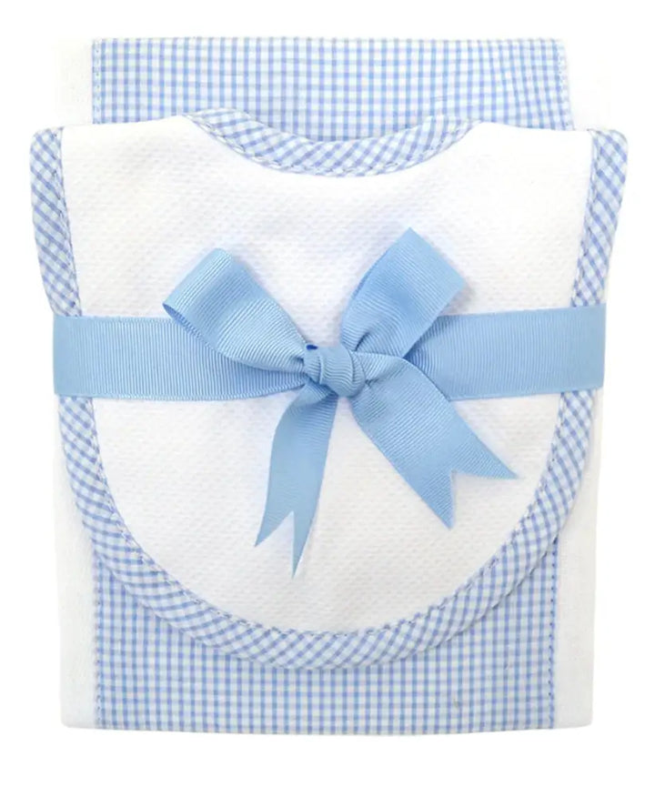 Burp/Drooler Small Blue Check By 3 Marthas New Bib