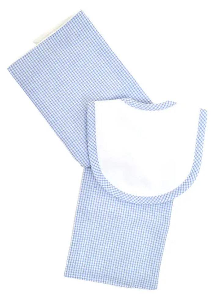 Burp/Drooler Small Blue Check By 3 Marthas New Bib