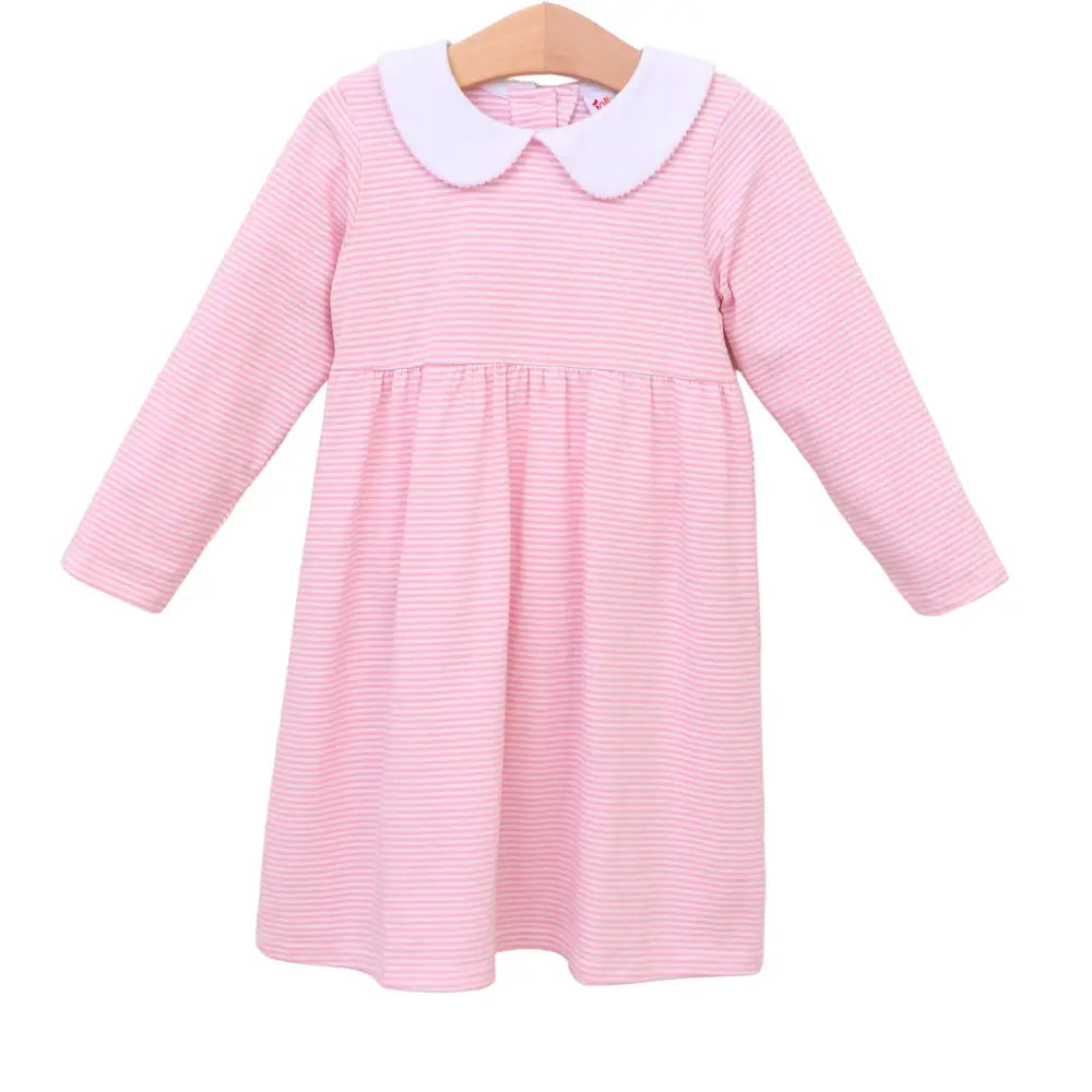 Charlotte Ls Dress- Light Pink Stripe Fall 2024