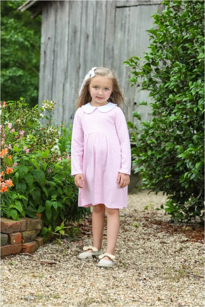 Charlotte Ls Dress- Light Pink Stripe Fall 2024