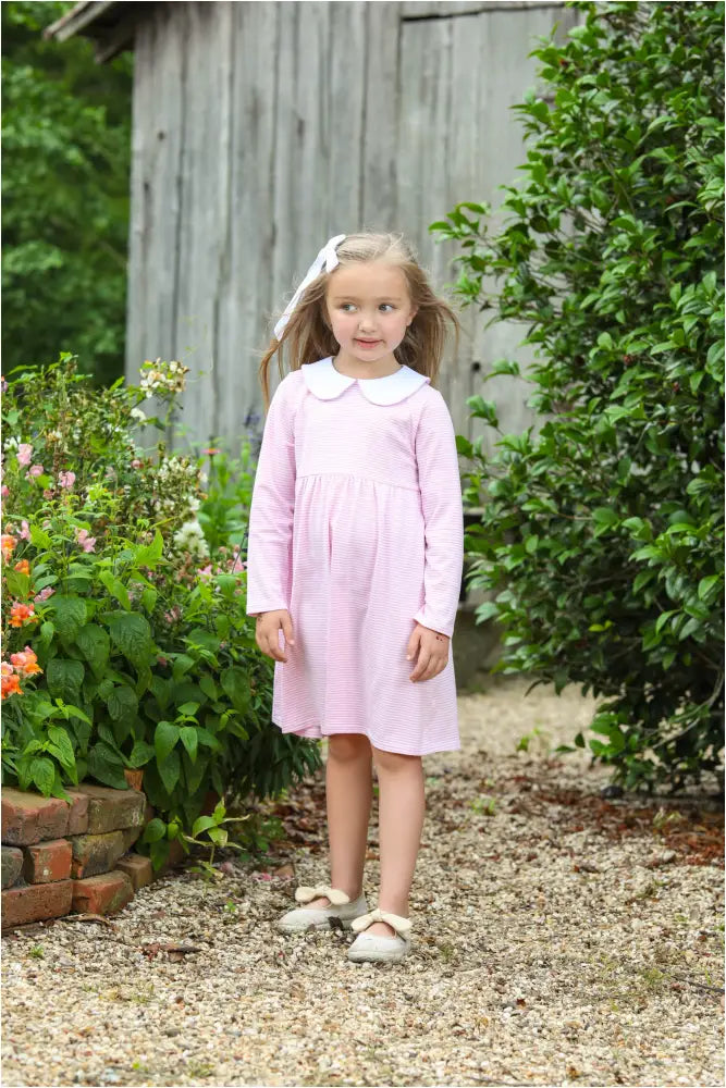 Charlotte Ls Dress- Light Pink Stripe Fall 2024