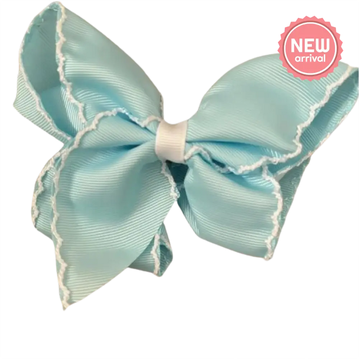 Classic Grosgrain Moonstitch Hair Bow - Medium New Accessory