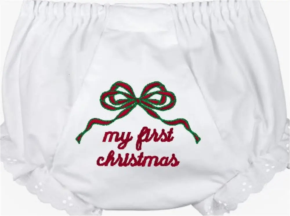 Custom My First Christmas Bow Bloomer New Baby