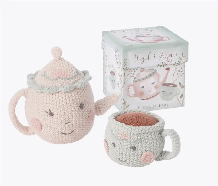 Elegant Baby - Hazel & Annie Tea Pot Teacup Hand-Crocheted Rattle Set