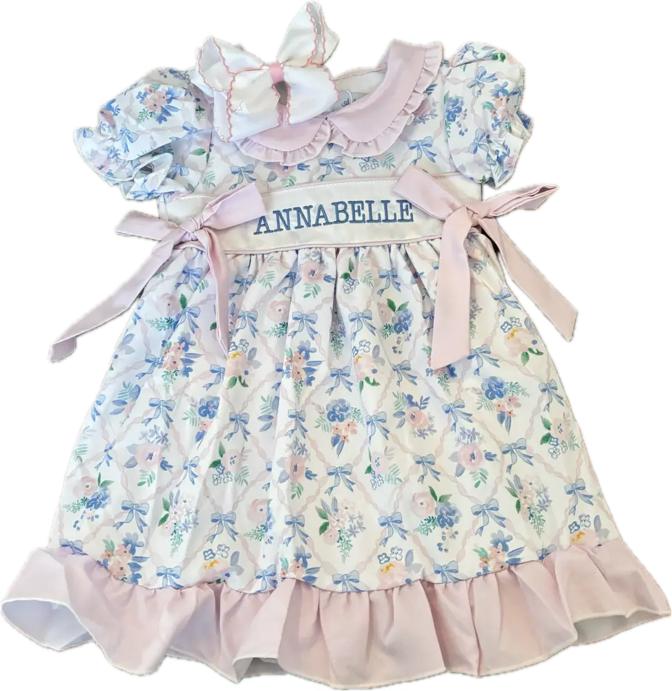 Floral Trellis Embroidered Dress New Baby