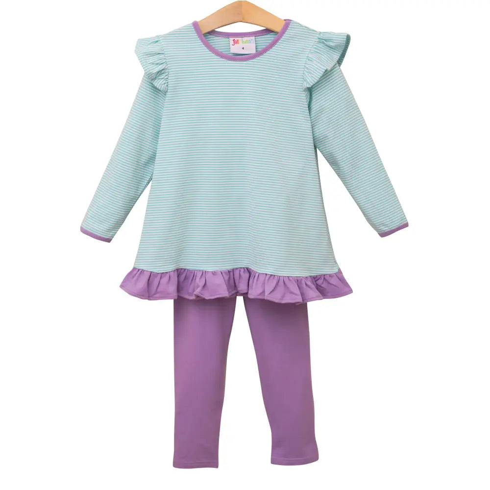 Francis Pants Set- Mint Stripe & Dark Lavender Fall 2024