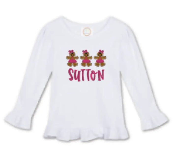 Girls Long Sleeve Or Short Ruffle T-Shirt New Girl