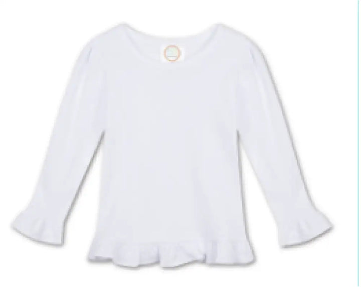 Girls Long Sleeve Or Short Ruffle T-Shirt New Girl