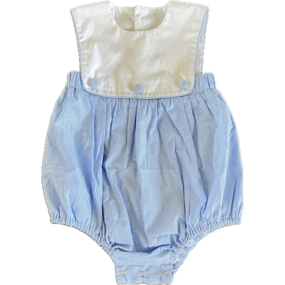 12M Sample Hampton Blue Button Gingham Sunsuit Samples