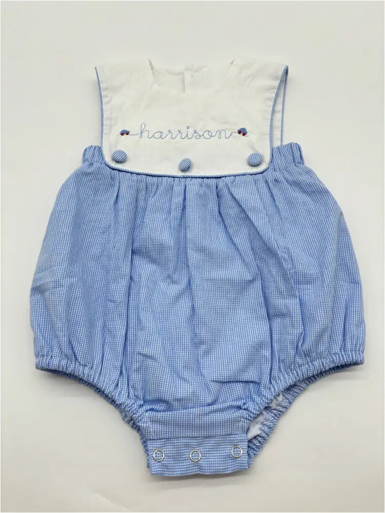 Hampton Blue Button Gingham Sunsuit Wholesale