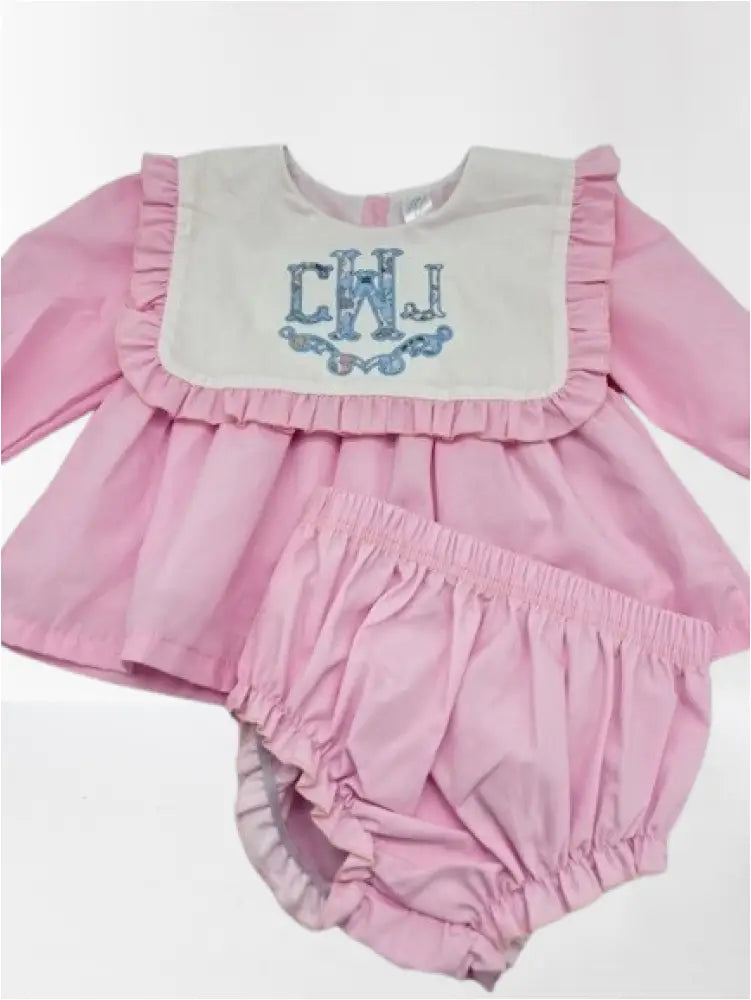 Hampton James Long Sleeve Pink Bib Diaper Set Wholesale