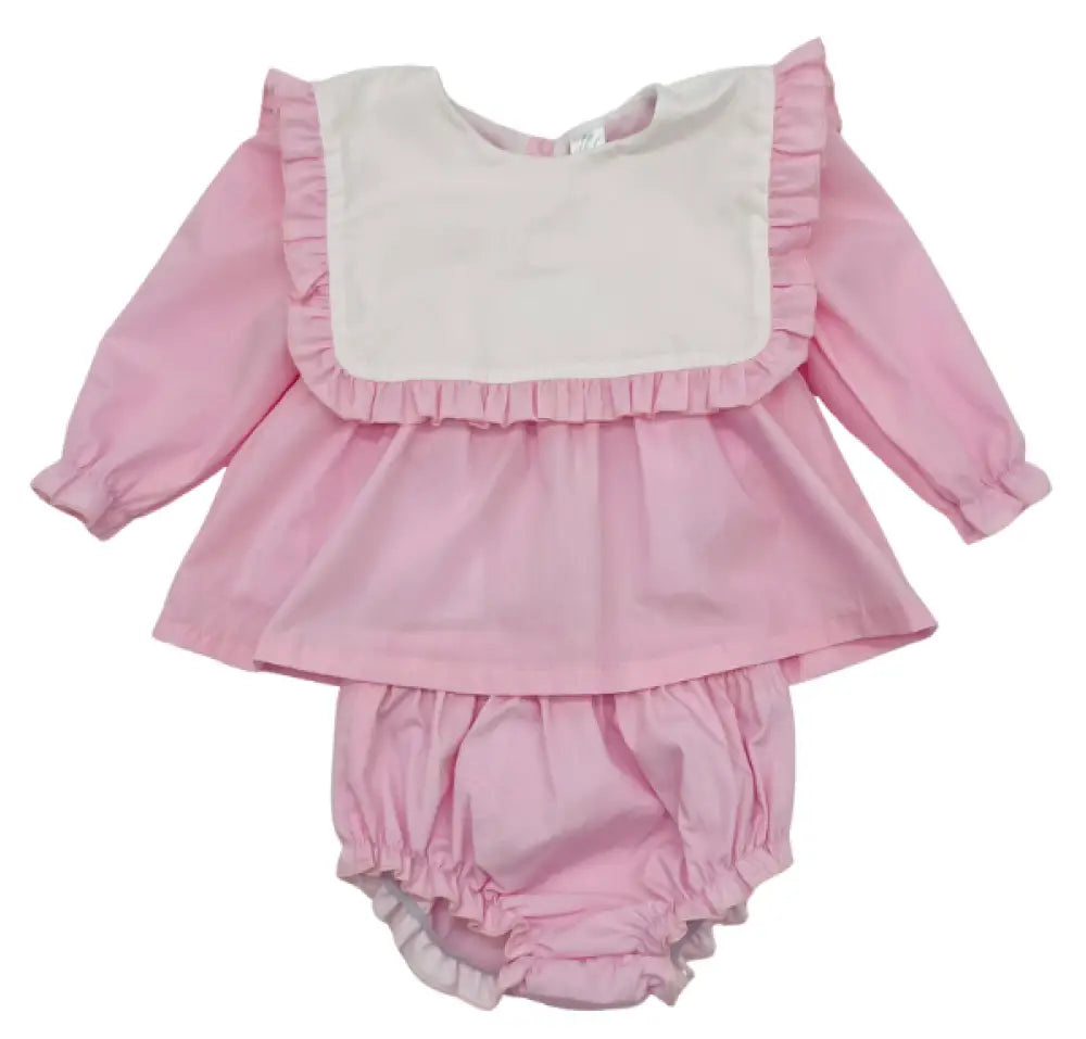 Hampton James Long Sleeve Pink Bib Diaper Set Wholesale