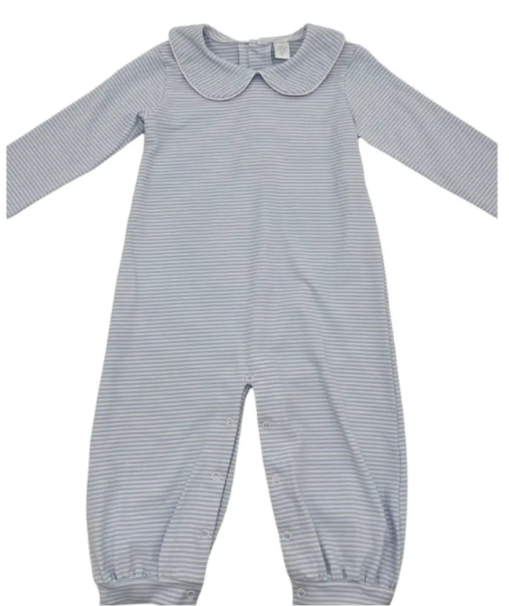 Hampton James Long Sleeve Striped Blue Romper Wholesale