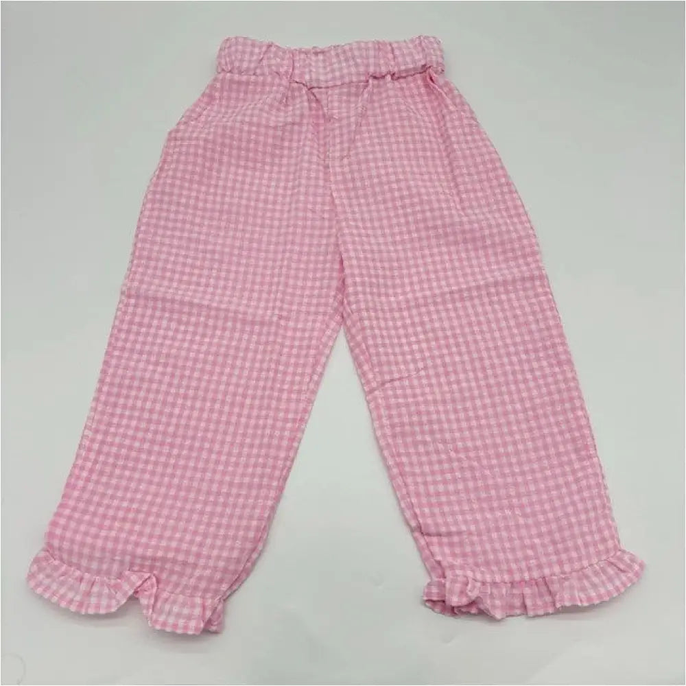 Hampton James Pink Gingham Ruffle Pants Wholesale