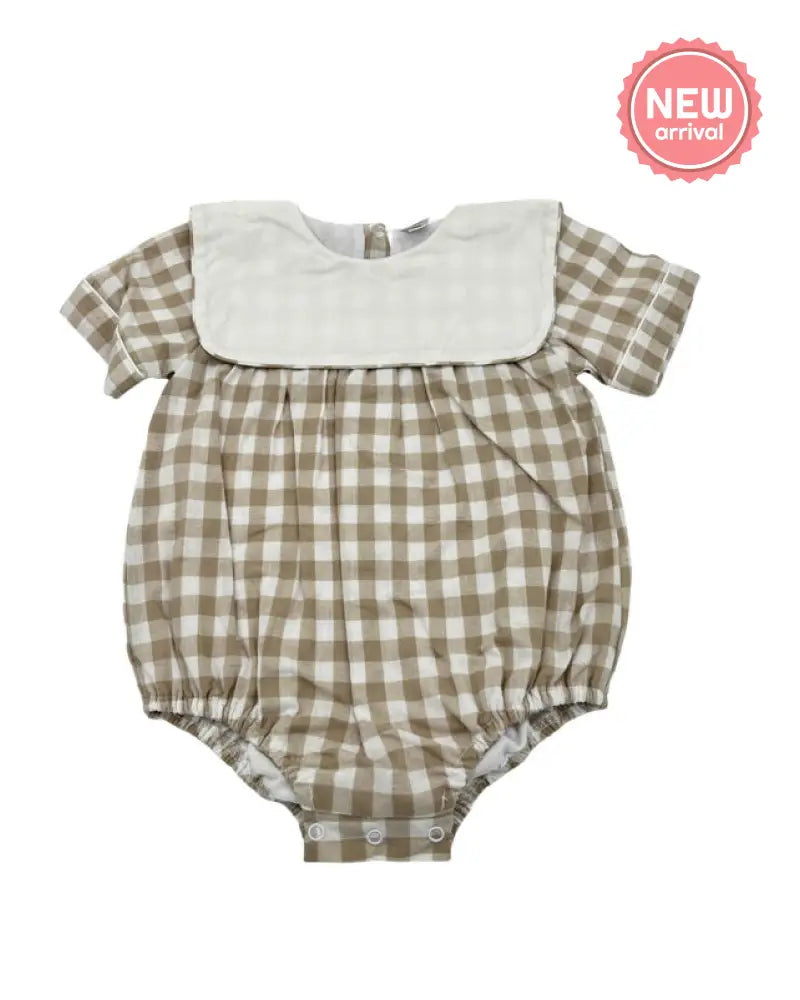 Hampton Khaki Gingham Bib Bubble Wholesale