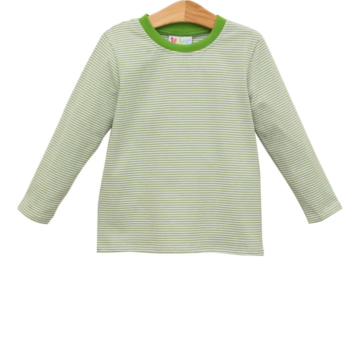 James Ls Shirt- Moss Green Stripe Fall 2024