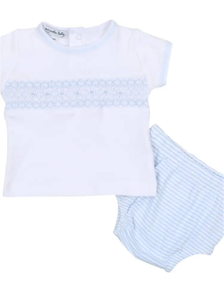 Katie And Kyle Blue Smock S/S Diaper Cover Set New Boy