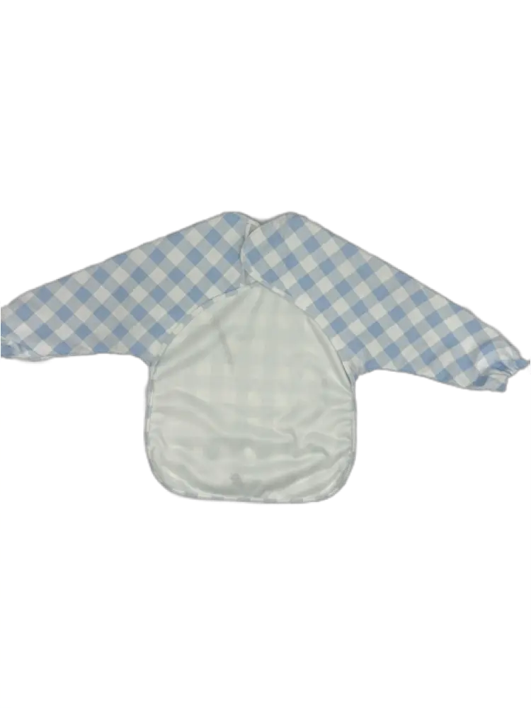 Long Sleeve Signature Catch All Bib - Blue Gingham