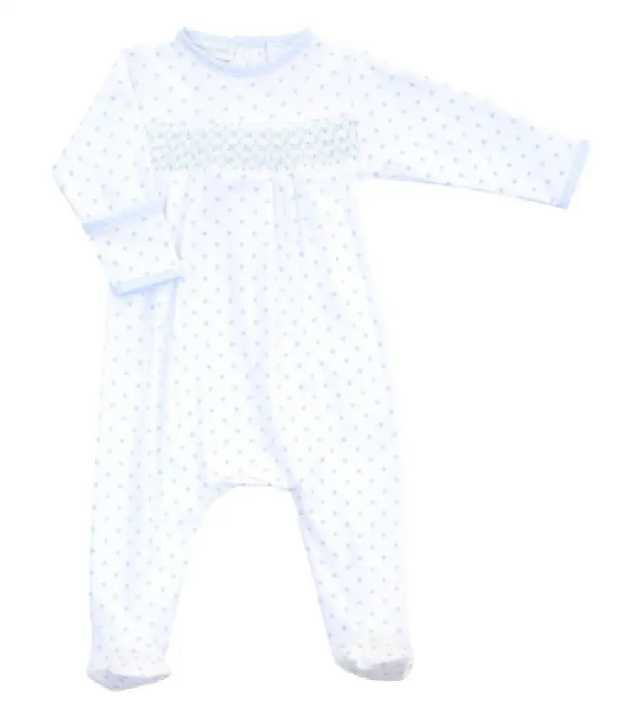 Magnolia Baby - Gingham Blue Smocked Footie