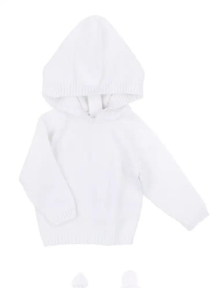 Magnolia Baby - Essentials Knits White Hooded Zip Pullover