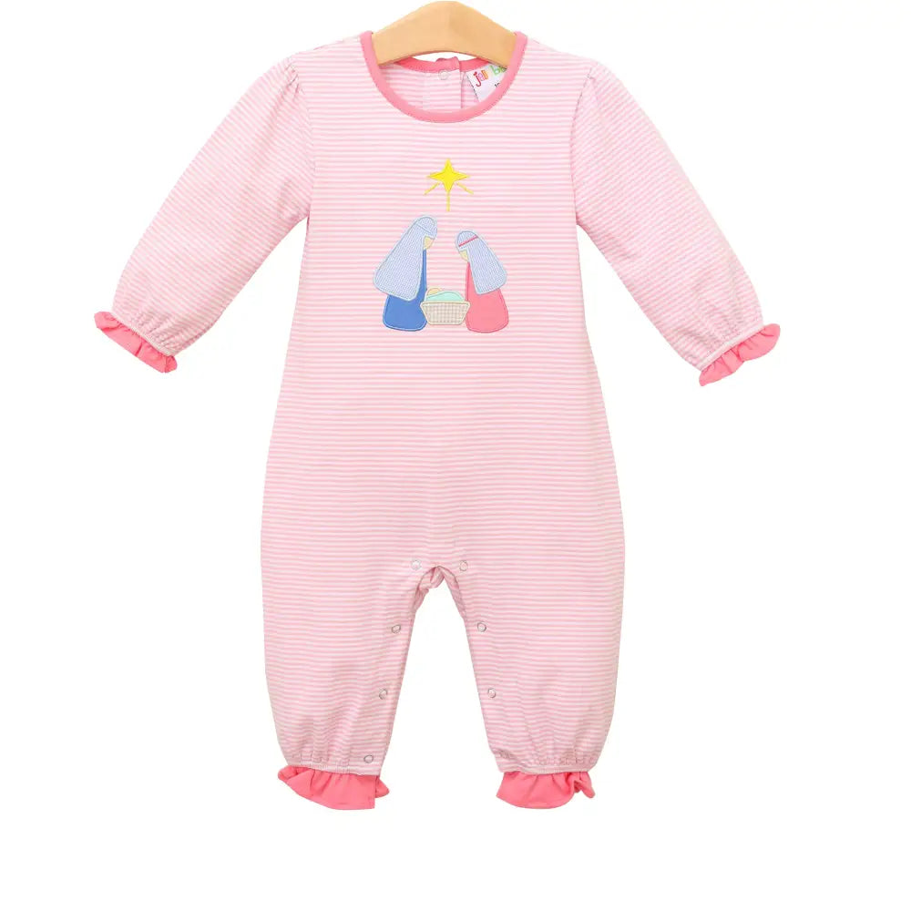 Nativity Ruffle Romper Jellybean Christmas 24