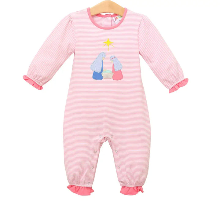 Nativity Ruffle Romper Jellybean Christmas 24