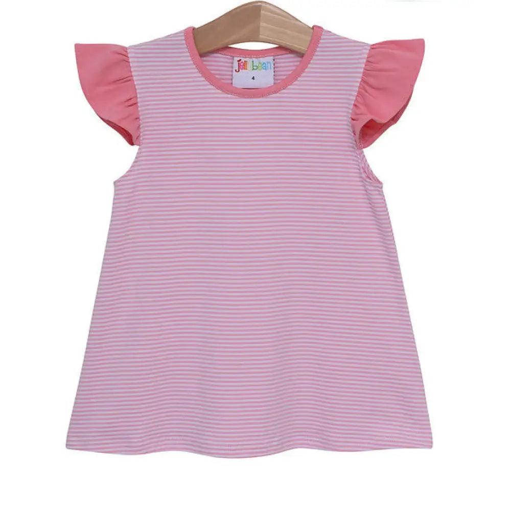Olivia Flutter Top- Pink Stripe Preorder Summer