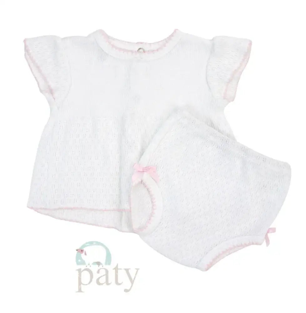 2 Pc Flutter Sleeve Diaper Set Bows #131 - Pink New Paty
