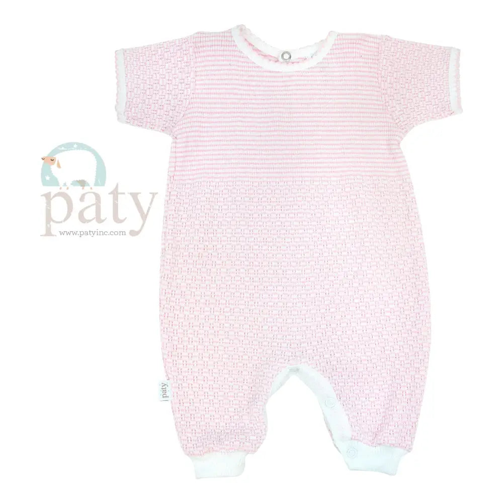 Knit Ls Romper With Key-Hole Back Pink New Paty