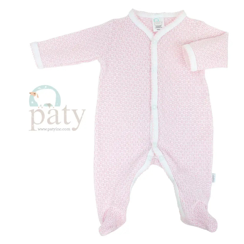 Paty Pink Footie With White Trim New