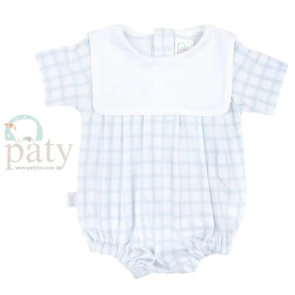 Pima Blue Gingham Bib Bubble New Paty