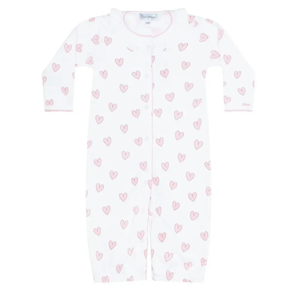 Pink Heart Print Gown- Nella Pima New Baby