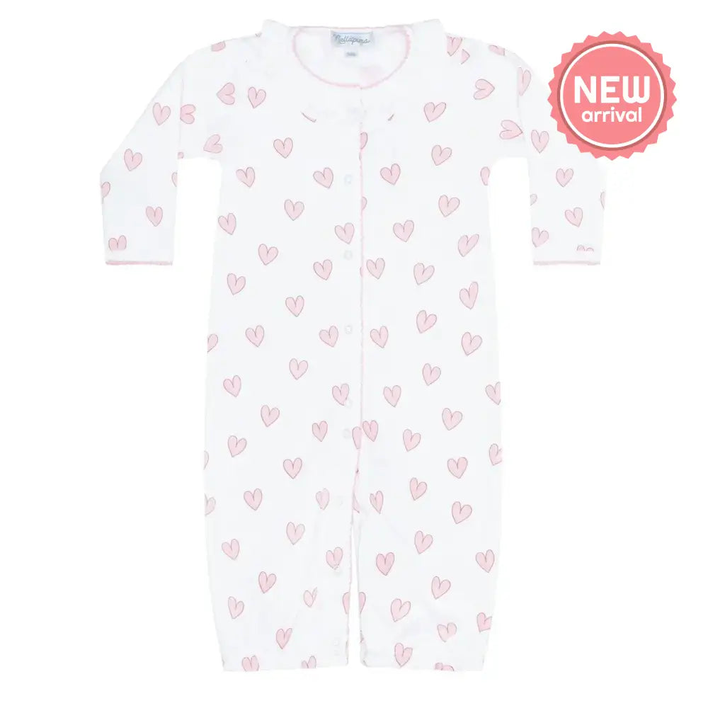 Pink Heart Print Gown- Nella Pima New Baby