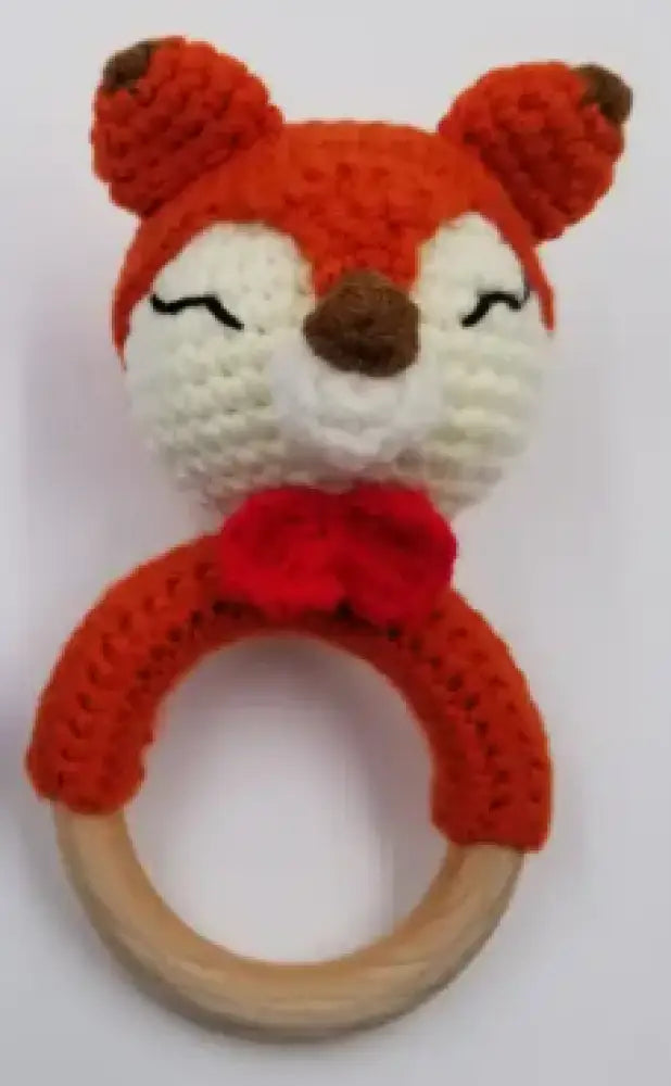 Red Fox Hand Crochet Rattle New Teether