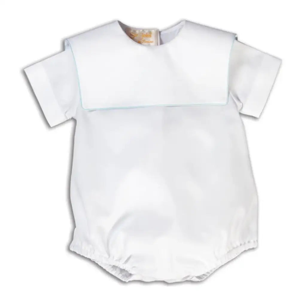 Rosalina Boy White Bubble Square Collar W/Lt. Blue Trim