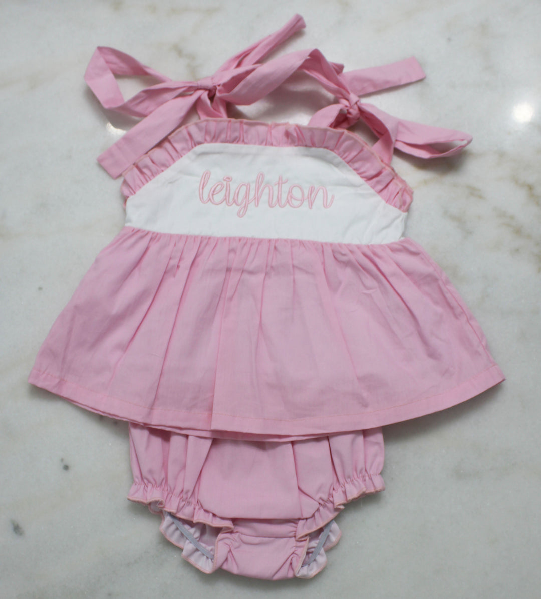 Hampton Pink Tie Top Diaper Set