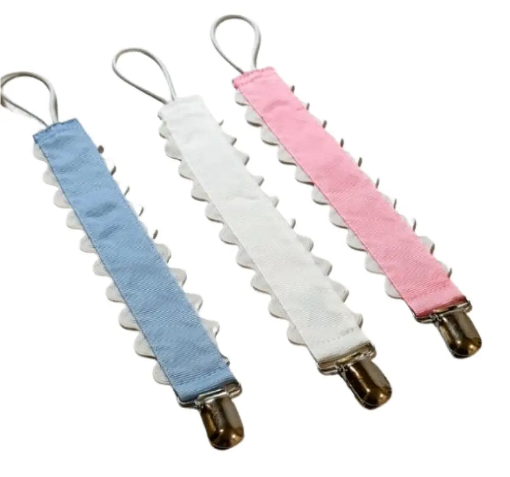 Scalloped Pacifier Clips - Pink Blue White New Accessory