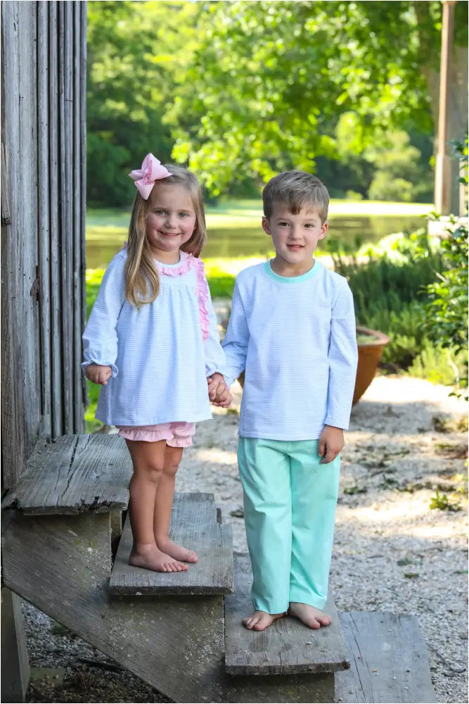 Thomas Pants Set- Light Blue Stripe & Mint Fall 2024