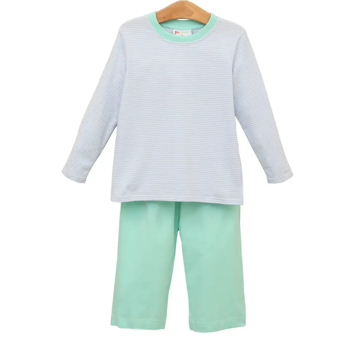 Thomas Pants Set- Light Blue Stripe & Mint Fall 2024